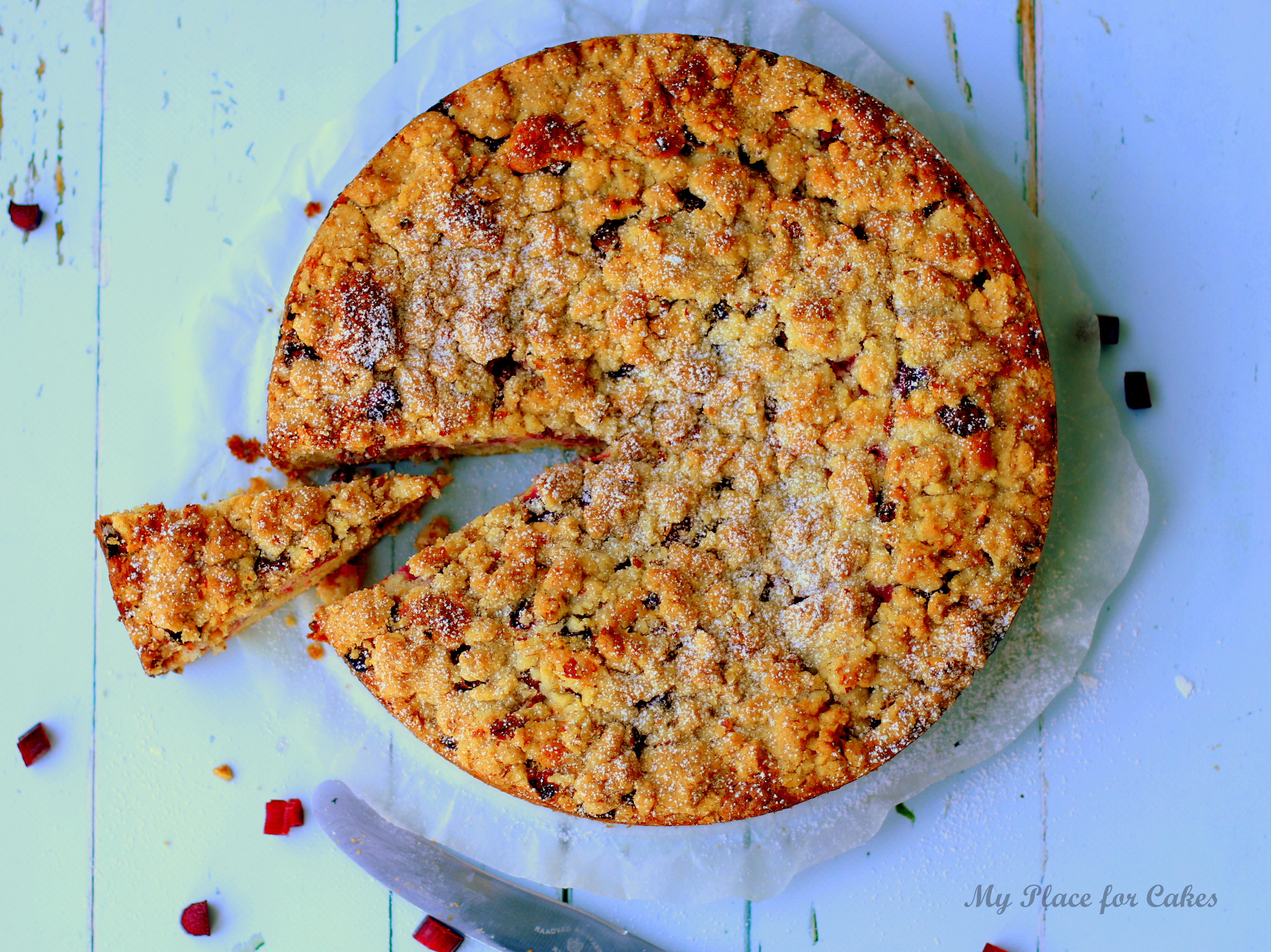 Fantastisk rabarberkage med crumble